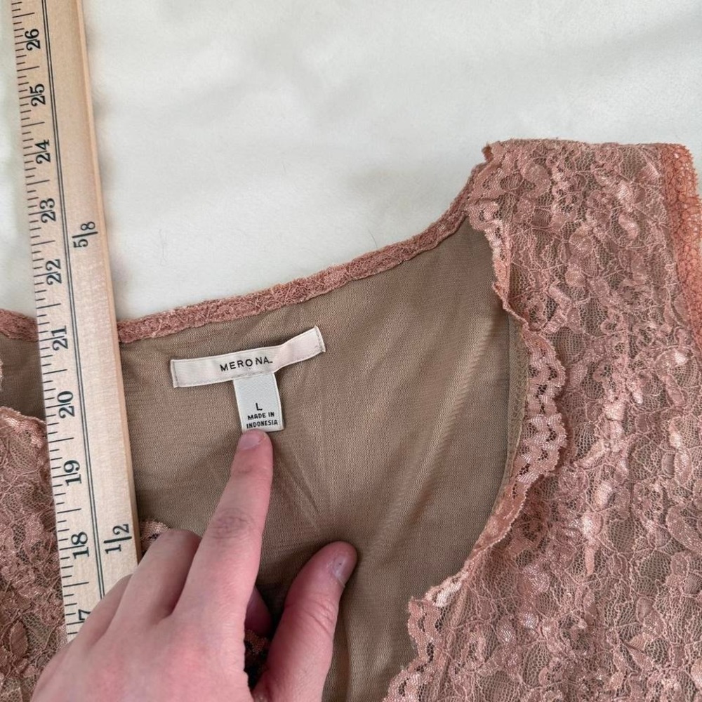 pink lace cami top  Y2K Merona dusty pink lace top size large - Picture 3 of 4
